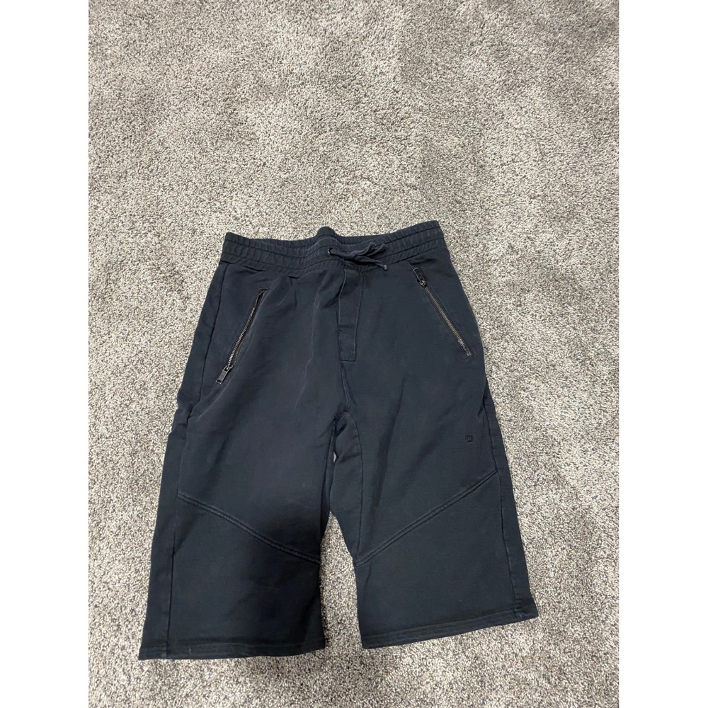 Junk de Luxe Sweat Shorts Mens Large Black Excellent Zipper Pockets Cotton